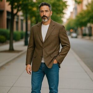 canali proposta blazer jacket 40r wool 3 button dual vent houndstooth brown